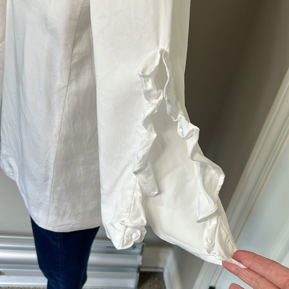 CAROLINE CONSTAS Ruffle Blazer Dress Split Ruffle Sleeve White Revolve Sz XS - Picture 8 of 16